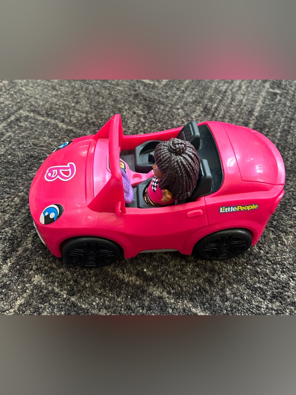 Fisher-Price Little People Barbie Pink Convertible Car & Girl Figure Toy